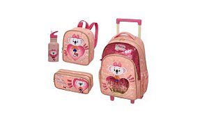 Kit Mochila Lilica Ripilica Rodinha Lancheira Estojo e garrafa Happy Days - Pacific